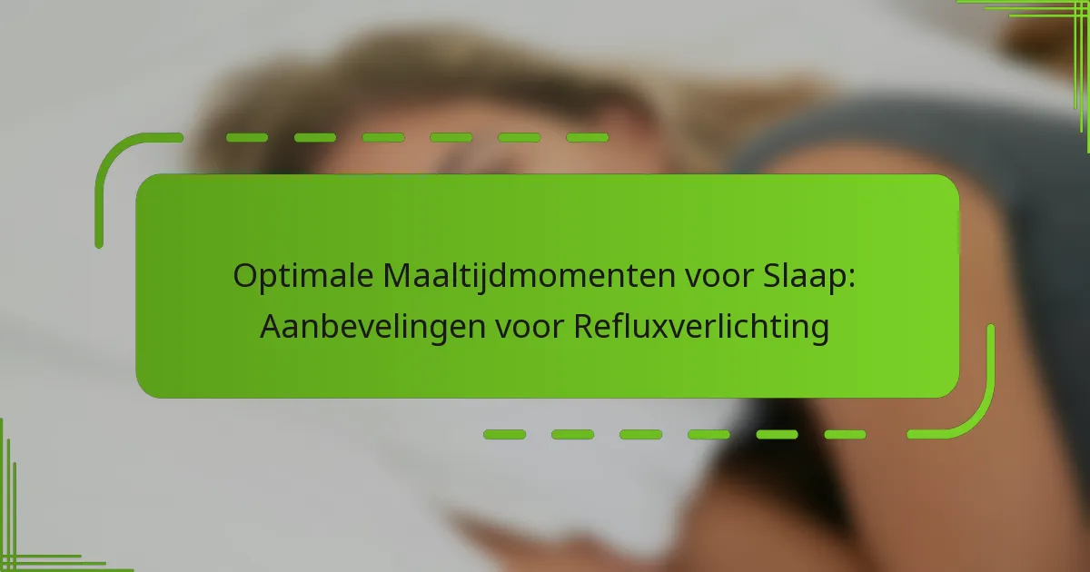 Optimale Maaltijdmomenten voor Slaap: Aanbevelingen voor Refluxverlichting